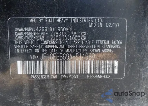 2010 Subaru Impreza 2.5I Premium z USA, uszkodzony, nr VIN JF1GE6B69AH514989